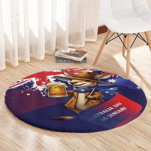 Australia Day Kangaroo Flag Round Carpet Aussie Aussie Aussie Oi Oi Oi - Aussie Hoodie