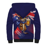 Australia Day Kangaroo Flag Sherpa Hoodie Aussie Aussie Aussie Oi Oi Oi - Aussie Hoodie