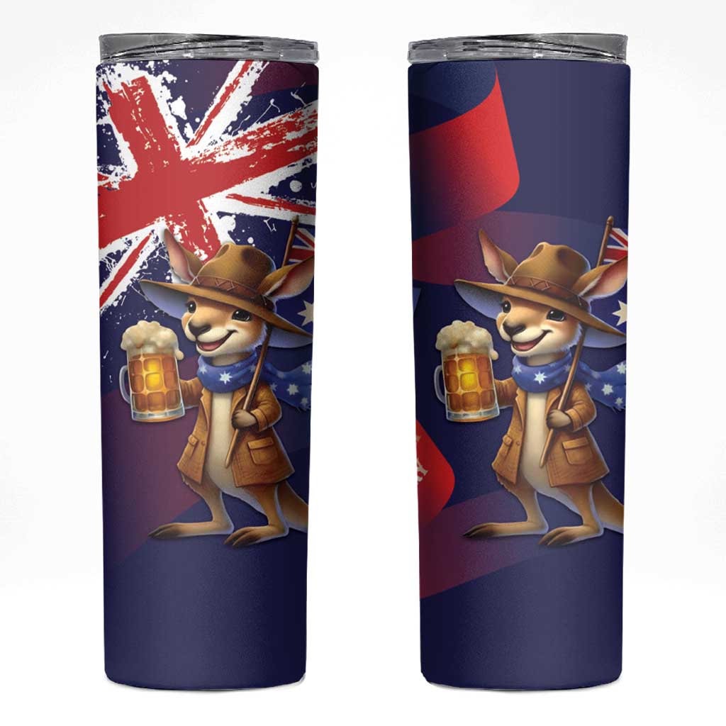 Australia Day Kangaroo Flag Skinny Tumbler Aussie Aussie Aussie Oi Oi Oi - Aussie Hoodie