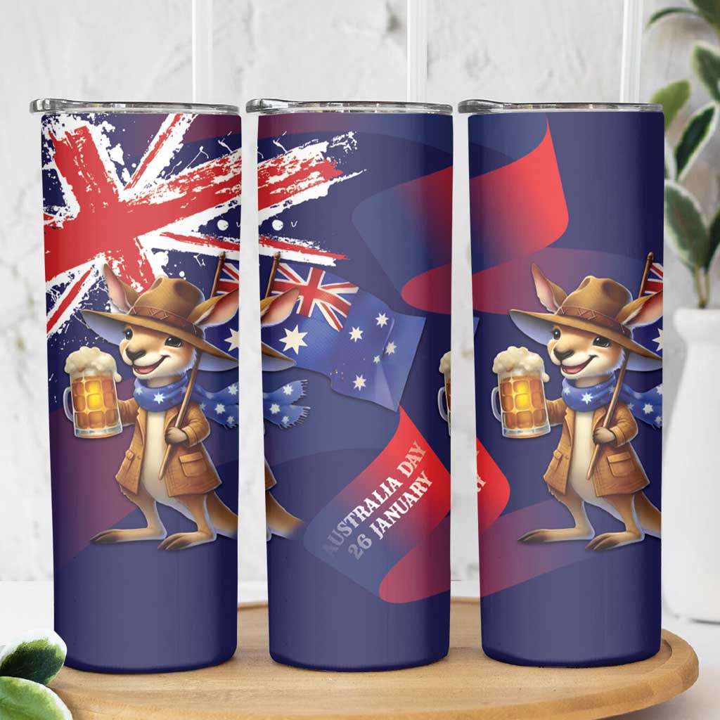 Australia Day Kangaroo Flag Skinny Tumbler Aussie Aussie Aussie Oi Oi Oi - Aussie Hoodie