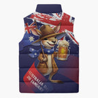 Australia Day Kangaroo Flag Sleeveless Puffer Jacket Aussie Aussie Aussie Oi Oi Oi - Aussie Hoodie