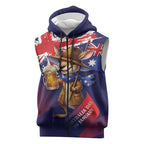 Australia Day Kangaroo Flag Sleeveless Zip Hoodie Aussie Aussie Aussie Oi Oi Oi - Aussie Hoodie