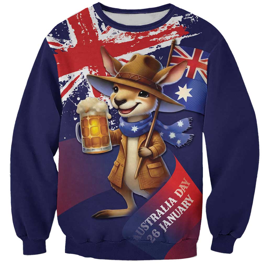 Australia Day Kangaroo Flag Sweatshirt Aussie Aussie Aussie Oi Oi Oi - Aussie Hoodie