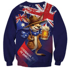 Australia Day Kangaroo Flag Sweatshirt Aussie Aussie Aussie Oi Oi Oi - Aussie Hoodie
