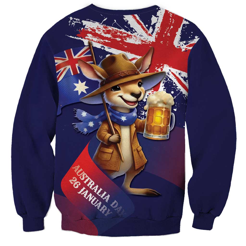 Australia Day Kangaroo Flag Sweatshirt Aussie Aussie Aussie Oi Oi Oi - Aussie Hoodie