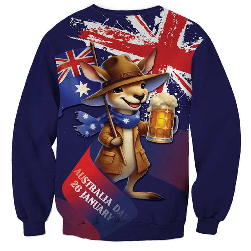 Australia Day Kangaroo Flag Sweatshirt Aussie Aussie Aussie Oi Oi Oi - Aussie Hoodie
