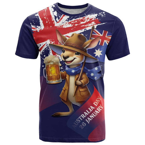 Australia Day Kangaroo Flag T Shirt Aussie Aussie Aussie Oi Oi Oi - Aussie Hoodie