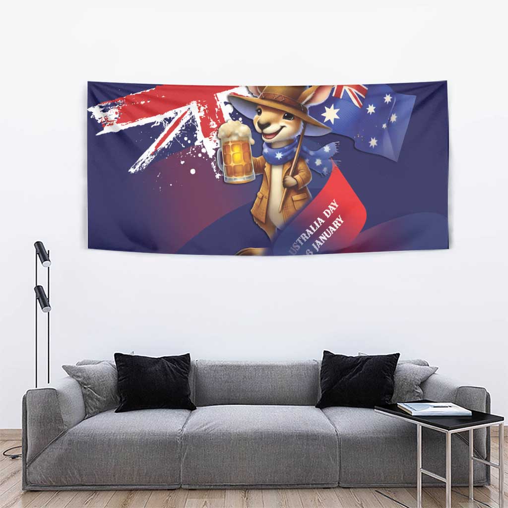 Australia Day Kangaroo Flag Tapestry Aussie Aussie Aussie Oi Oi Oi - Aussie Hoodie