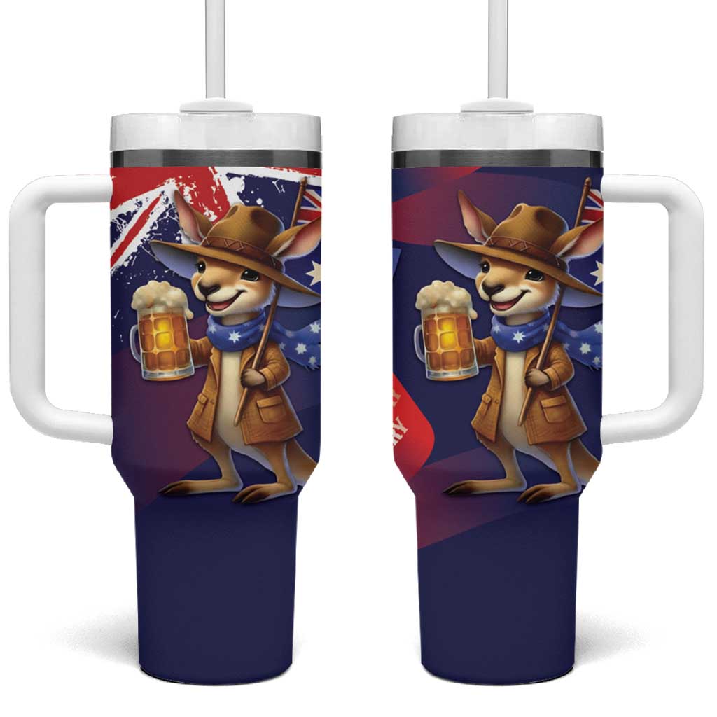 Australia Day Kangaroo Flag Tumbler With Handle Aussie Aussie Aussie Oi Oi Oi - Aussie Hoodie