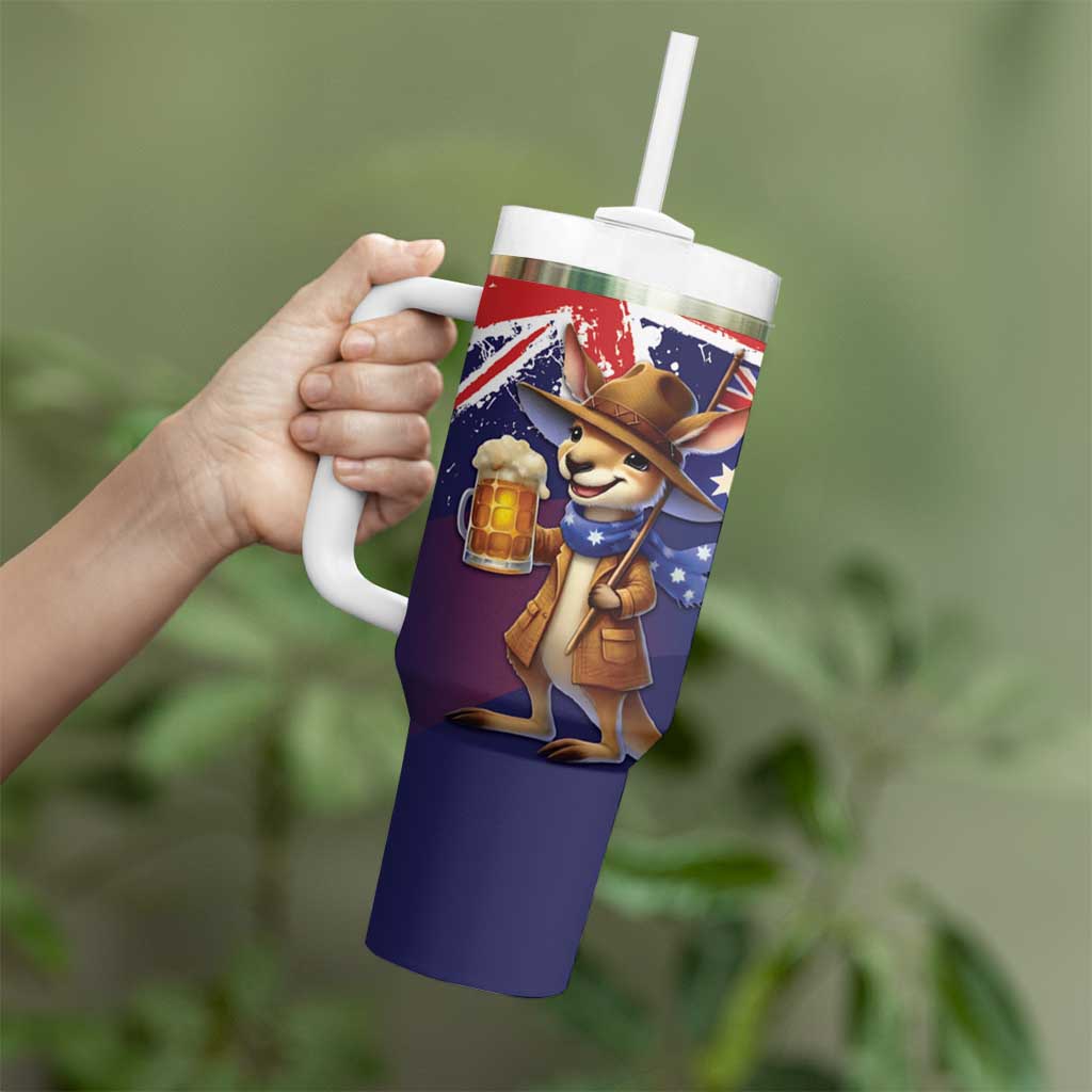 Australia Day Kangaroo Flag Tumbler With Handle Aussie Aussie Aussie Oi Oi Oi - Aussie Hoodie