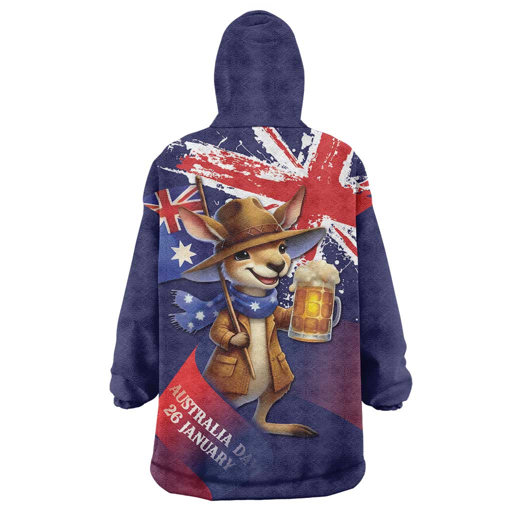 Australia Day Kangaroo Flag Wearable Blanket Hoodie Aussie Aussie Aussie Oi Oi Oi - Aussie Hoodie