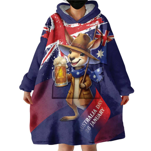 Australia Day Kangaroo Flag Wearable Blanket Hoodie Aussie Aussie Aussie Oi Oi Oi - Aussie Hoodie