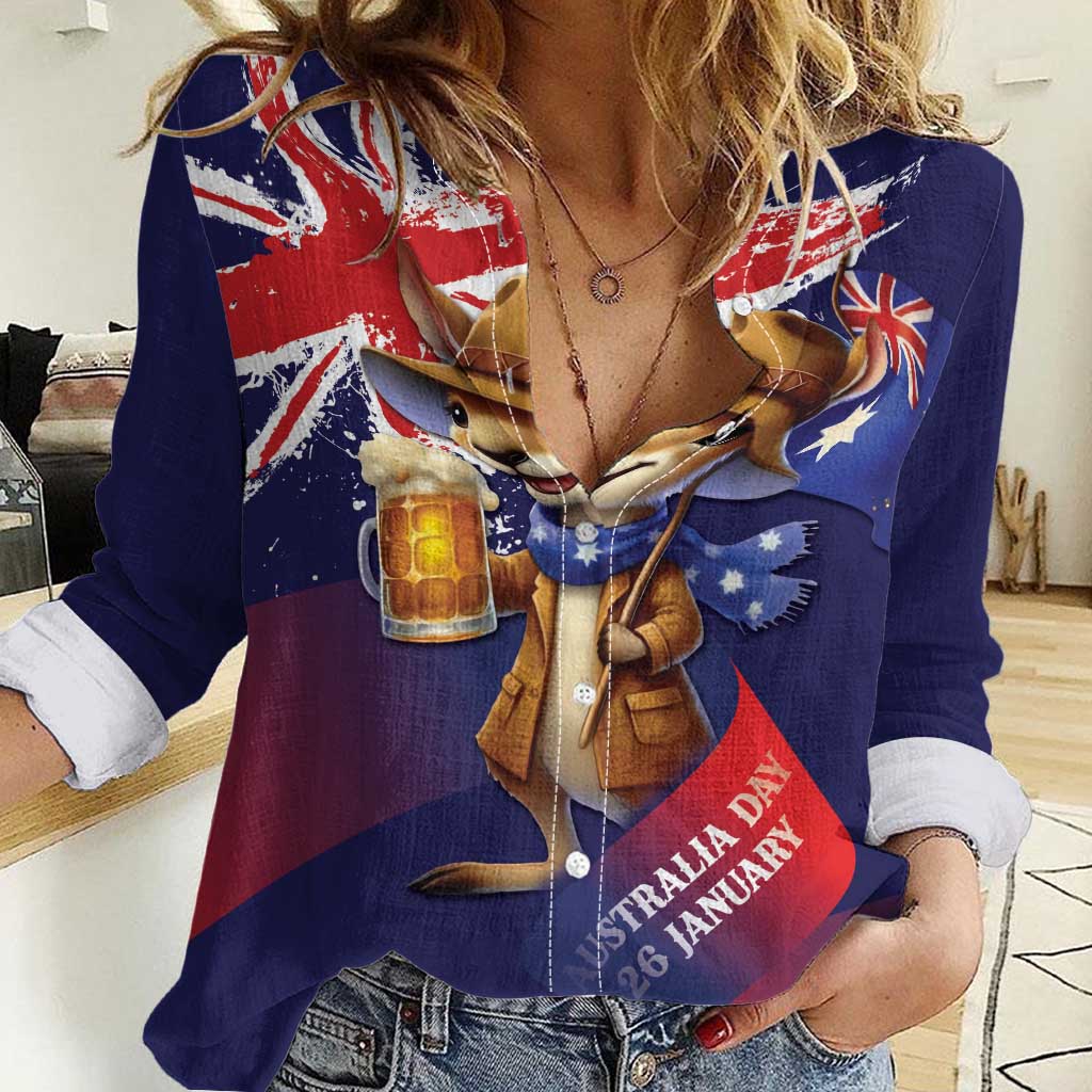 Australia Day Kangaroo Flag Women Casual Shirt Aussie Aussie Aussie Oi Oi Oi - Aussie Hoodie