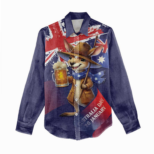 Australia Day Kangaroo Flag Women Casual Shirt Aussie Aussie Aussie Oi Oi Oi - Aussie Hoodie