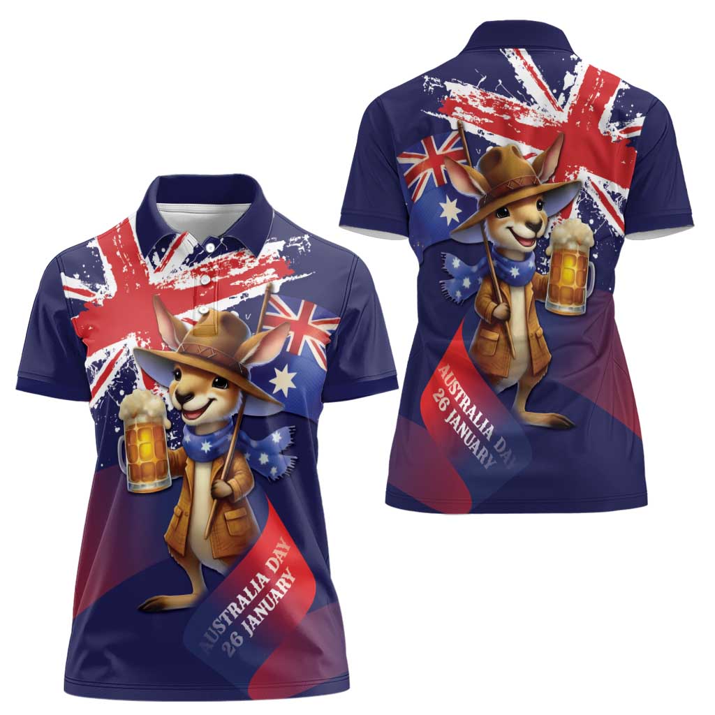 Australia Day Kangaroo Flag Women Polo Shirt Aussie Aussie Aussie Oi Oi Oi - Aussie Hoodie