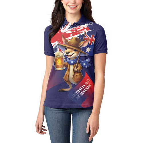 Australia Day Kangaroo Flag Women Polo Shirt Aussie Aussie Aussie Oi Oi Oi - Aussie Hoodie