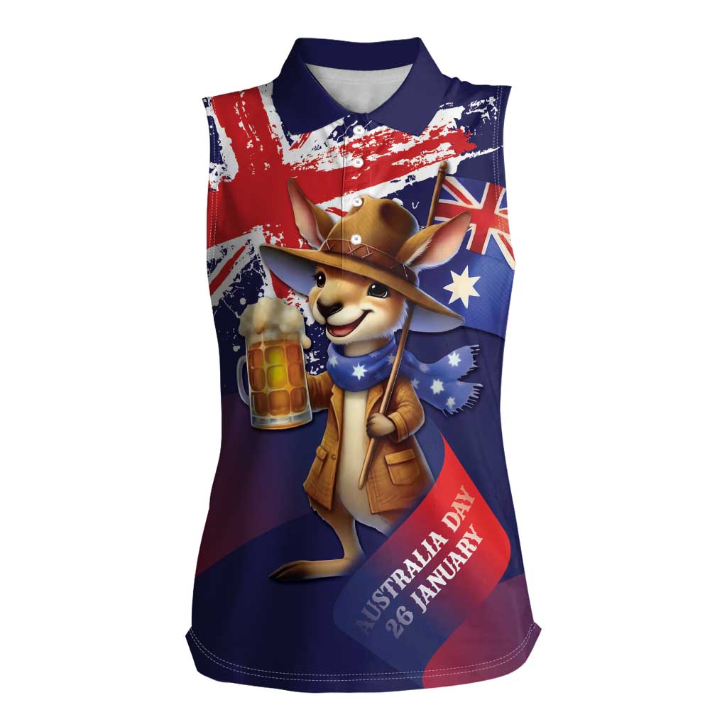 Australia Day Kangaroo Flag Women Sleeveless Polo Shirt Aussie Aussie Aussie Oi Oi Oi - Aussie Hoodie