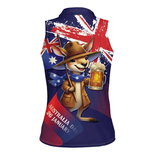 Australia Day Kangaroo Flag Women Sleeveless Polo Shirt Aussie Aussie Aussie Oi Oi Oi - Aussie Hoodie