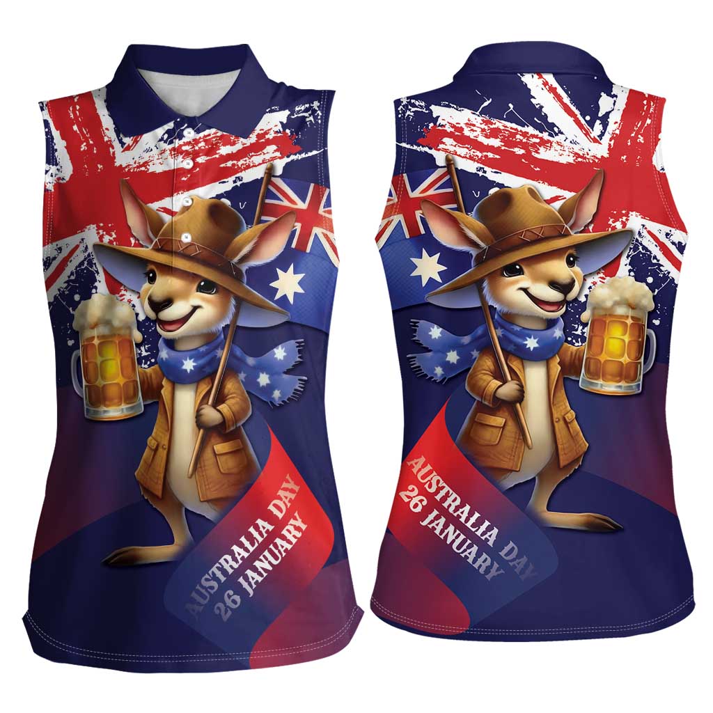 Australia Day Kangaroo Flag Women Sleeveless Polo Shirt Aussie Aussie Aussie Oi Oi Oi - Aussie Hoodie