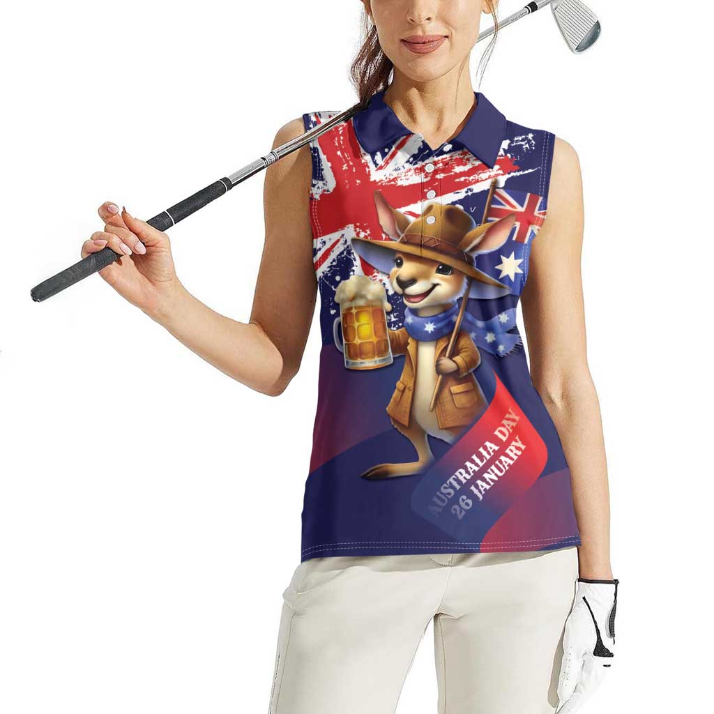 Australia Day Kangaroo Flag Women Sleeveless Polo Shirt Aussie Aussie Aussie Oi Oi Oi - Aussie Hoodie
