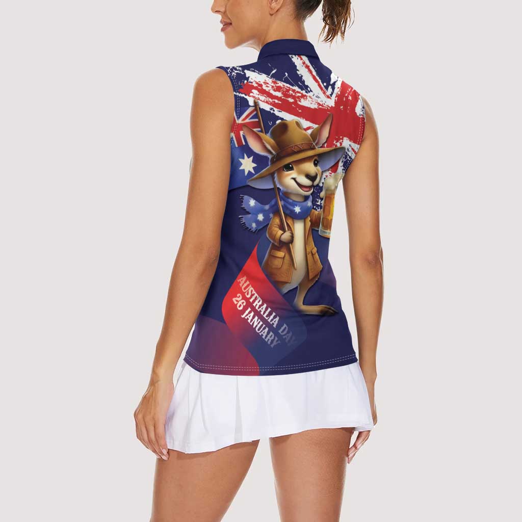 Australia Day Kangaroo Flag Women Sleeveless Polo Shirt Aussie Aussie Aussie Oi Oi Oi - Aussie Hoodie
