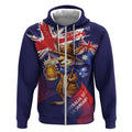 Australia Day Kangaroo Flag Zip Hoodie Aussie Aussie Aussie Oi Oi Oi - Aussie Hoodie