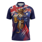 Australia Day Kangaroo Flag Zipper Polo Shirt Aussie Aussie Aussie Oi Oi Oi - Aussie Hoodie