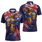 Australia Day Kangaroo Flag Zipper Polo Shirt Aussie Aussie Aussie Oi Oi Oi - Aussie Hoodie