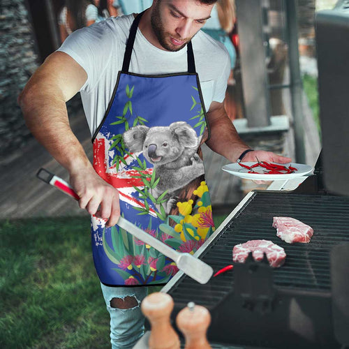 Australia Day Koala Apron Aussie Aussie Aussie Oi Oi Oi Blue Color - Aussie Hoodie