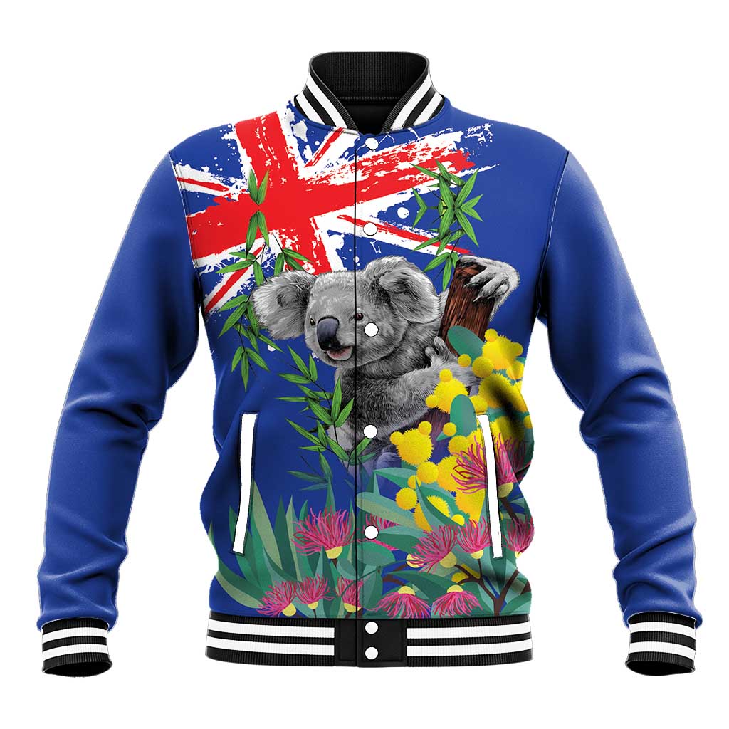 Australia Day Koala Baseball Jacket Aussie Aussie Aussie Oi Oi Oi Blue Color - Aussie Hoodie