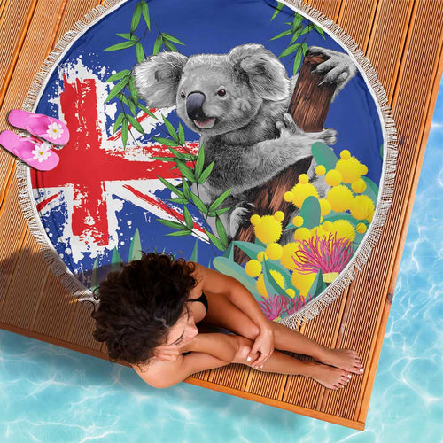 Australia Day Koala Beach Blanket Aussie Aussie Aussie Oi Oi Oi Blue Color - Aussie Hoodie