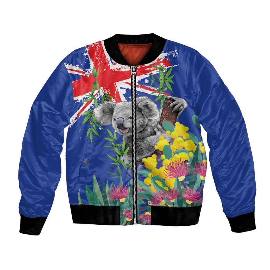 Australia Day Koala Bomber Jacket Aussie Aussie Aussie Oi Oi Oi Blue Color - Aussie Hoodie