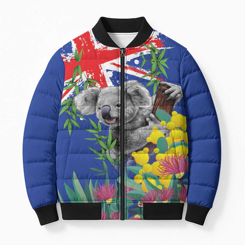 Australia Day Koala Bomber Puffer Jacket Aussie Aussie Aussie Oi Oi Oi Blue Color - Aussie Hoodie