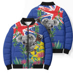 Australia Day Koala Bomber Puffer Jacket Aussie Aussie Aussie Oi Oi Oi Blue Color - Aussie Hoodie