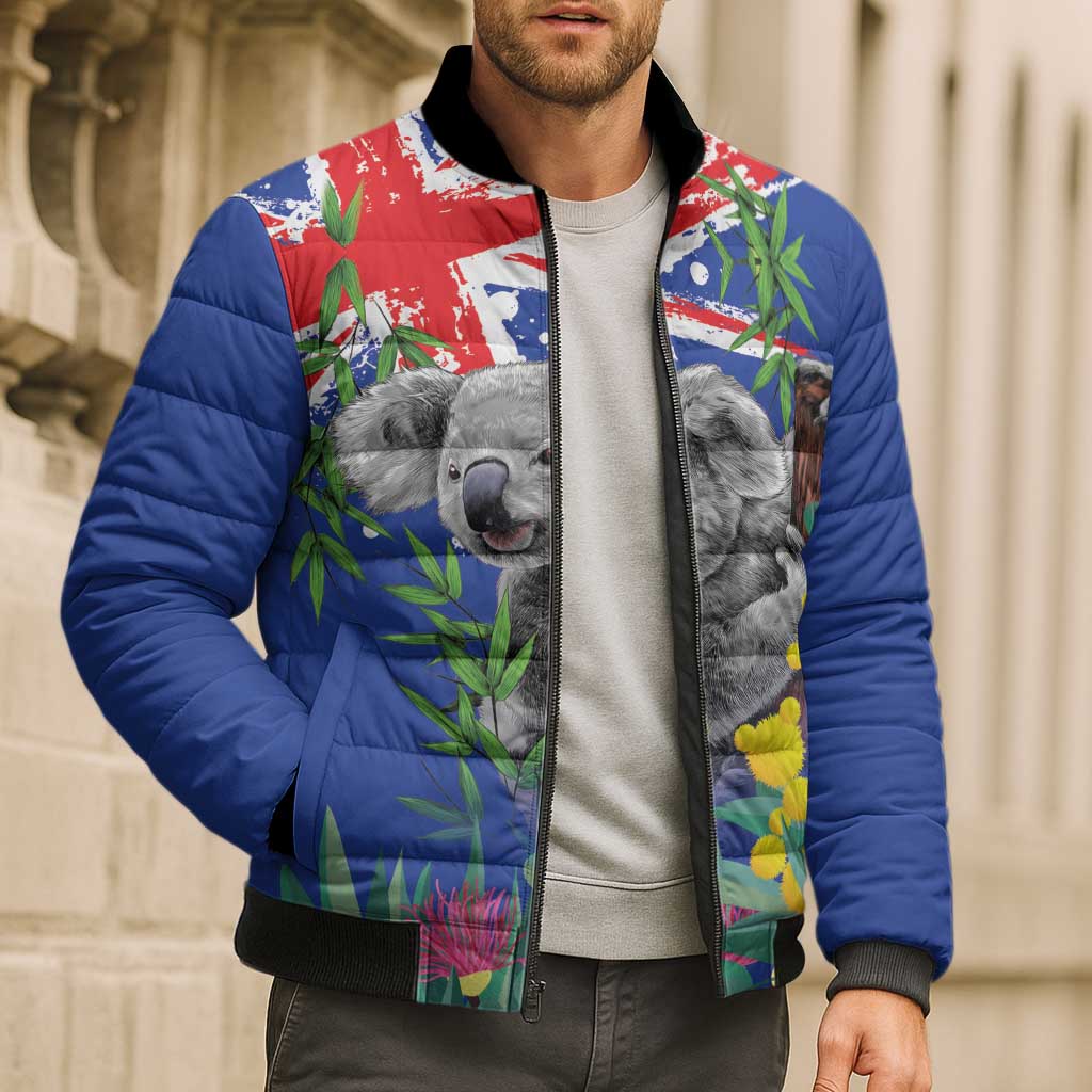 Australia Day Koala Bomber Puffer Jacket Aussie Aussie Aussie Oi Oi Oi Blue Color - Aussie Hoodie