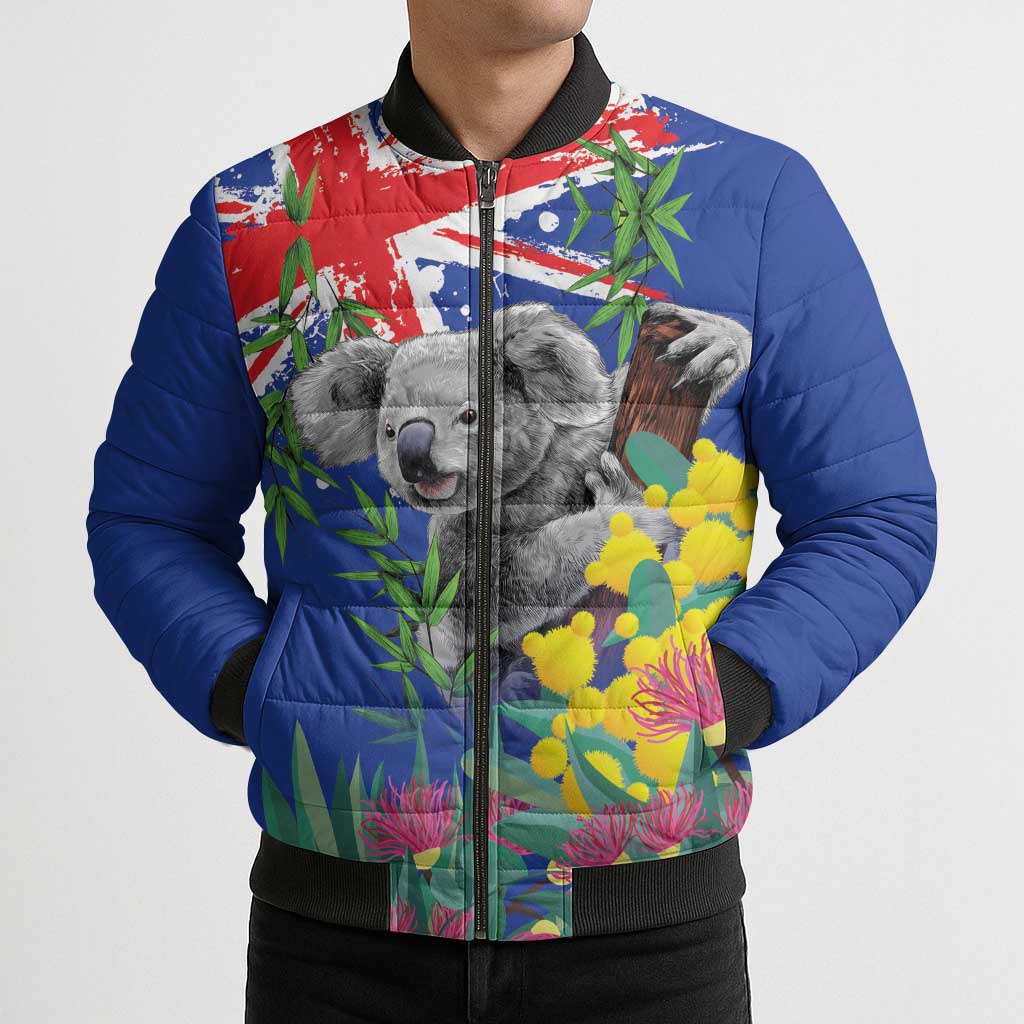 Australia Day Koala Bomber Puffer Jacket Aussie Aussie Aussie Oi Oi Oi Blue Color - Aussie Hoodie