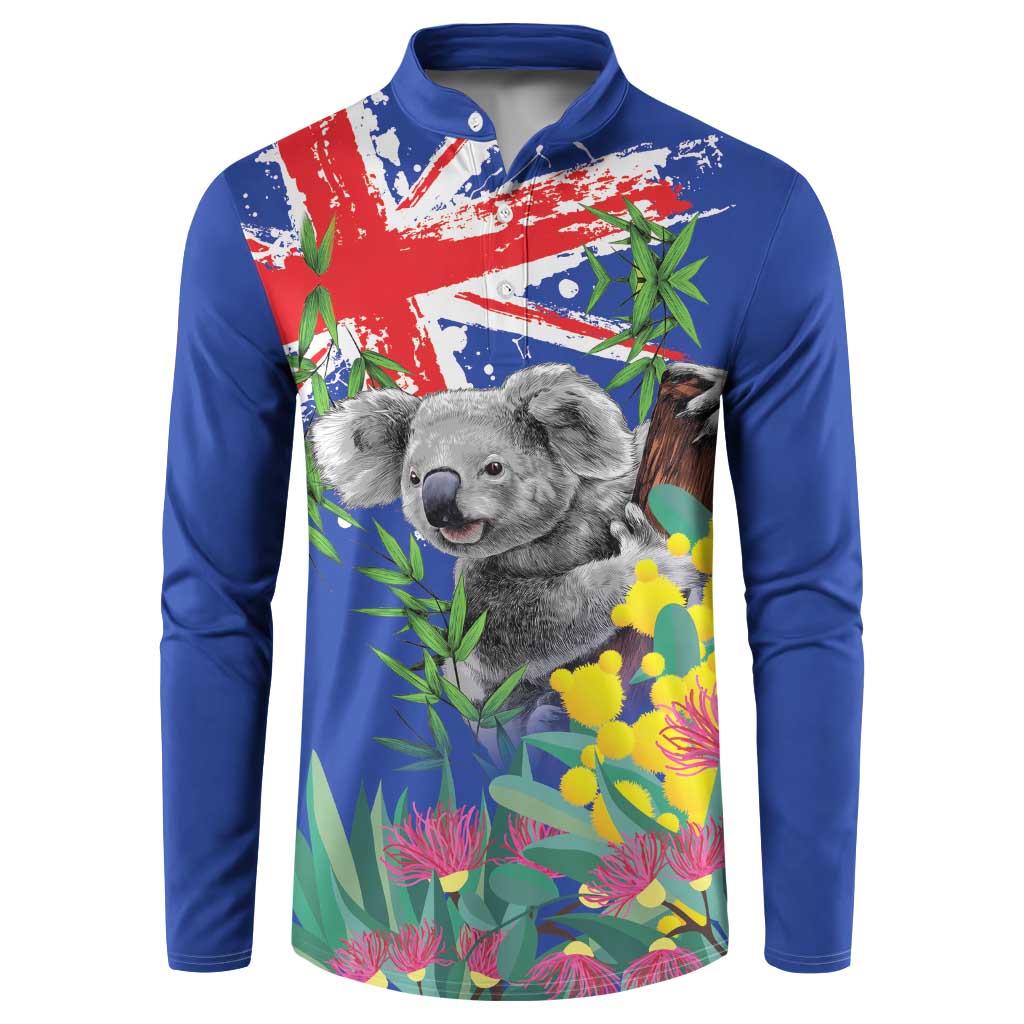 Australia Day Koala Button Sweatshirt Aussie Aussie Aussie Oi Oi Oi Blue Color - Aussie Hoodie