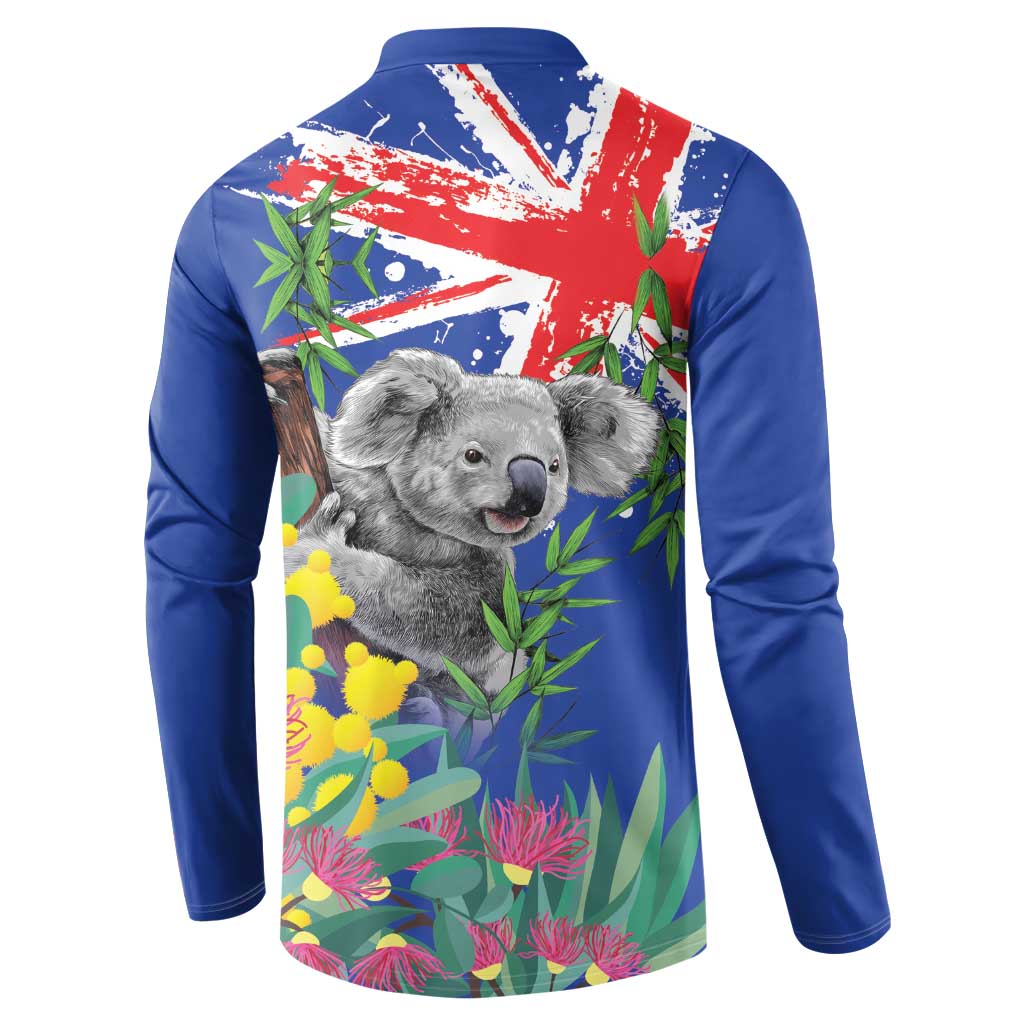 Australia Day Koala Button Sweatshirt Aussie Aussie Aussie Oi Oi Oi Blue Color - Aussie Hoodie