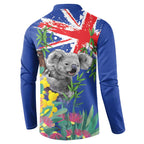 Australia Day Koala Button Sweatshirt Aussie Aussie Aussie Oi Oi Oi Blue Color - Aussie Hoodie