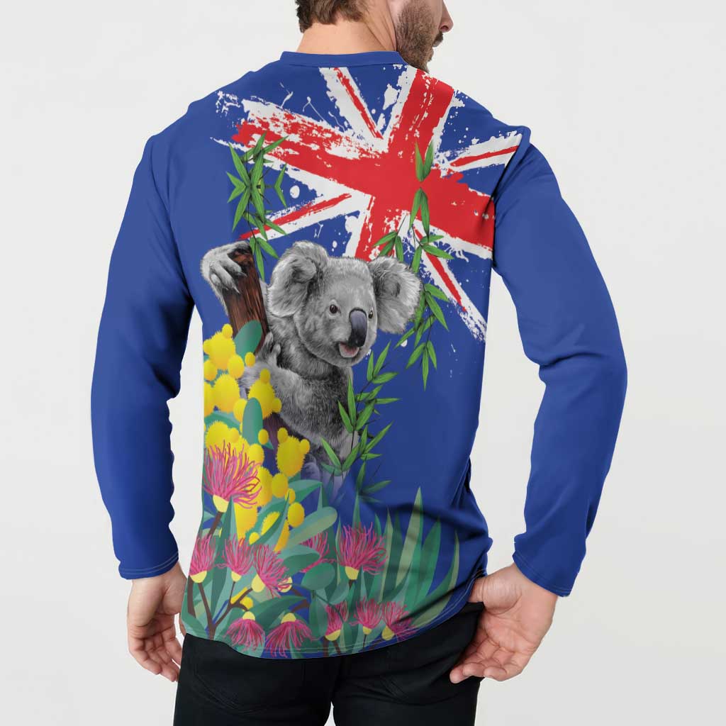 Australia Day Koala Button Sweatshirt Aussie Aussie Aussie Oi Oi Oi Blue Color - Aussie Hoodie