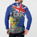 Australia Day Koala Button Sweatshirt Aussie Aussie Aussie Oi Oi Oi Blue Color - Aussie Hoodie