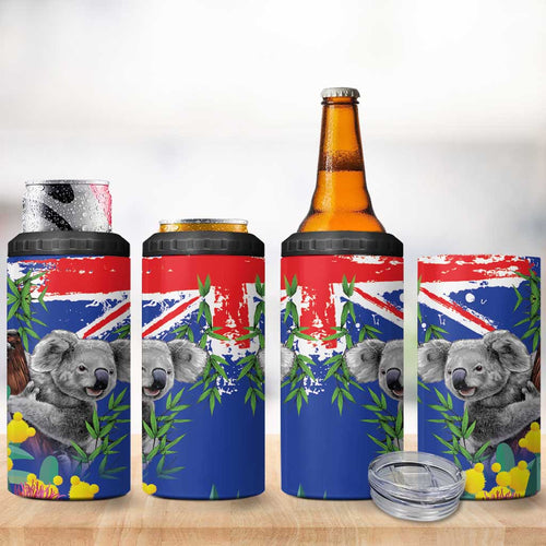 Australia Day Koala 4 in 1 Can Cooler Tumbler Aussie Aussie Aussie Oi Oi Oi Blue Color - Aussie Hoodie
