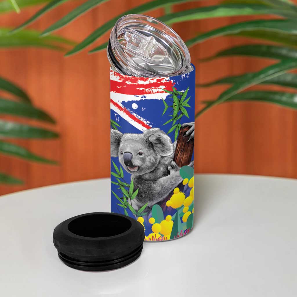 Australia Day Koala 4 in 1 Can Cooler Tumbler Aussie Aussie Aussie Oi Oi Oi Blue Color - Aussie Hoodie