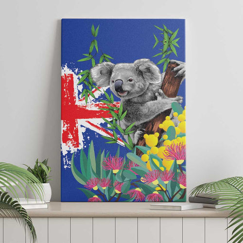 Australia Day Koala Canvas Wall Art Aussie Aussie Aussie Oi Oi Oi Blue Color - Aussie Hoodie