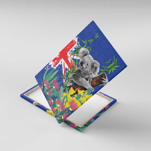 Australia Day Koala Canvas Wall Art Aussie Aussie Aussie Oi Oi Oi Blue Color - Aussie Hoodie