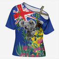 Australia Day Koala Cross Shoulder Shirt Aussie Aussie Aussie Oi Oi Oi Blue Color - Aussie Hoodie