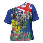 Australia Day Koala Cross Shoulder Shirt Aussie Aussie Aussie Oi Oi Oi Blue Color - Aussie Hoodie
