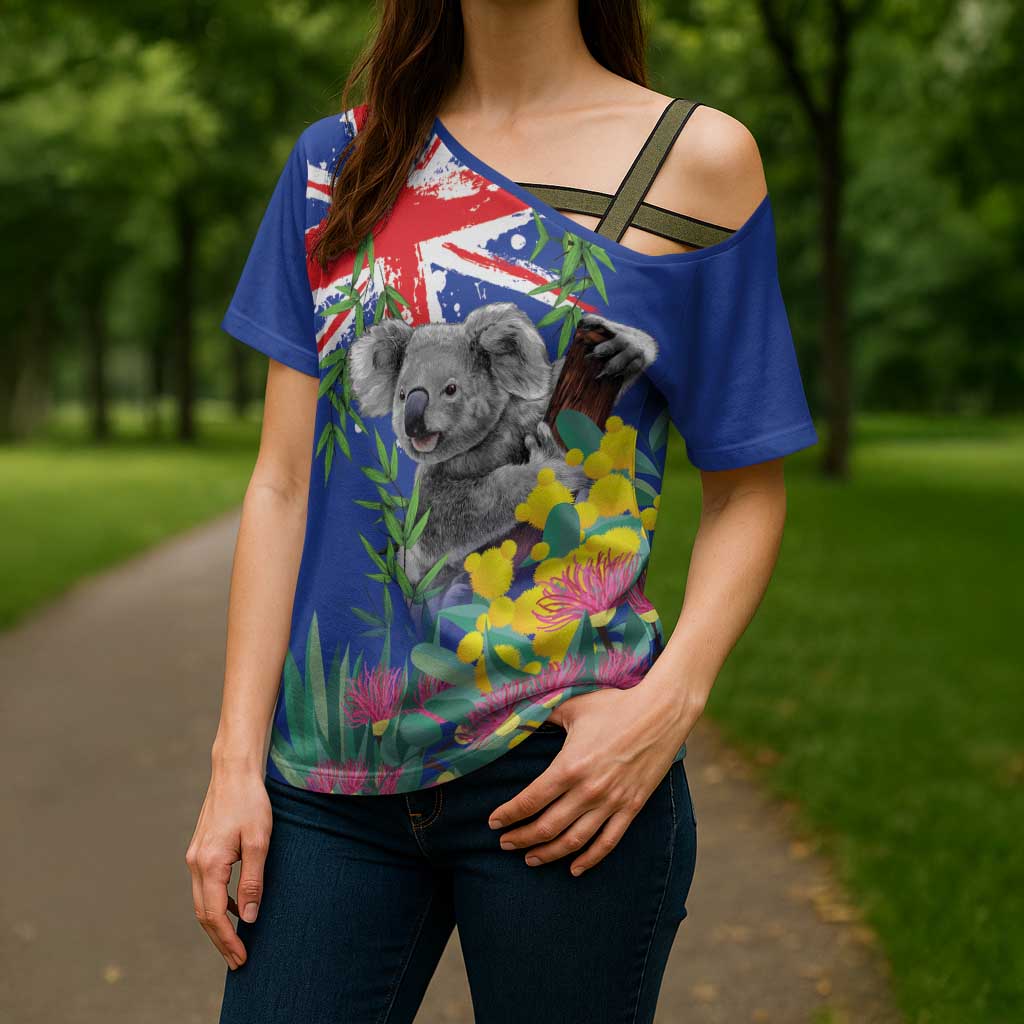 Australia Day Koala Cross Shoulder Shirt Aussie Aussie Aussie Oi Oi Oi Blue Color - Aussie Hoodie