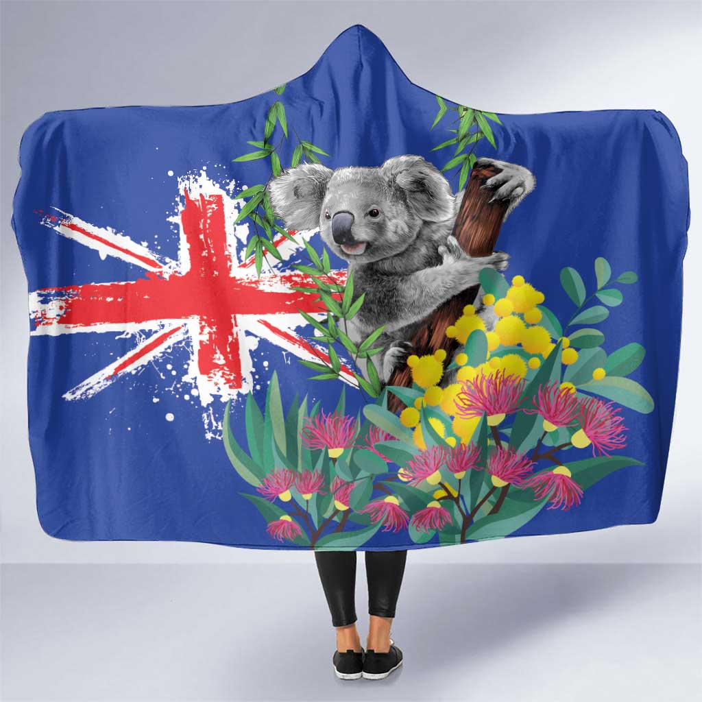 Australia Day Koala Hooded Blanket Aussie Aussie Aussie Oi Oi Oi Blue Color - Aussie Hoodie