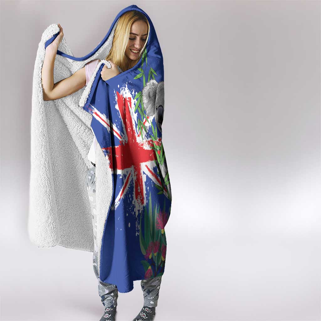 Australia Day Koala Hooded Blanket Aussie Aussie Aussie Oi Oi Oi Blue Color - Aussie Hoodie